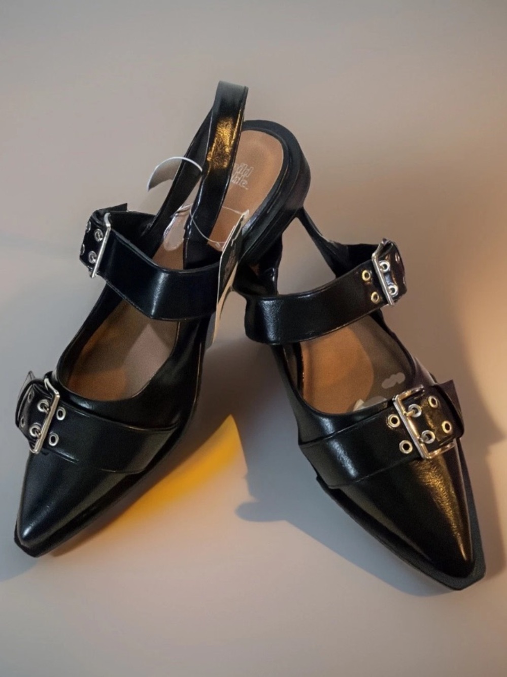 Wild Fable Women’s Peyton Black Pointed Double Buckle Slingback Flats Size 11